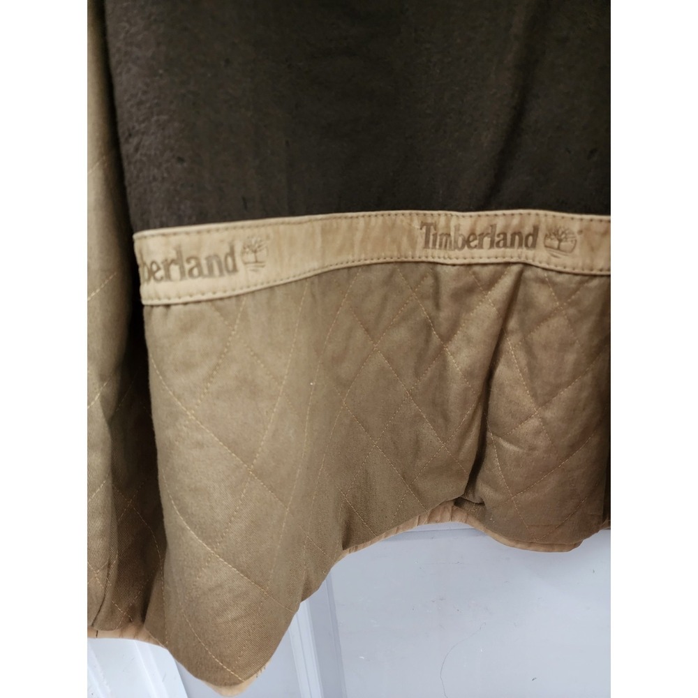 Timberland Leather Gear Jacket XL Tan Genuine Cowhide Quilted Field Coat - Picture 6 of 16